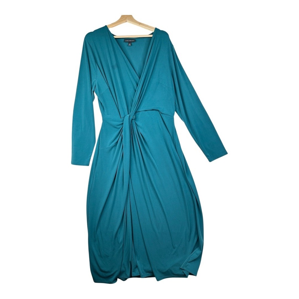 Lane Bryant Long Sleeve Front‎ Tie Midi Dress size 19/20 Blue
